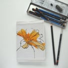 A6 free hand embroidered floral notebook - yellow chrysanthemum