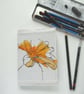 A6 free hand embroidered floral notebook - yellow chrysanthemum