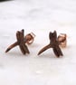 Recycled Copper Dragonfly Stud Earrings. 7th Anniversary Gift, Insect Lover Gift - Image 4