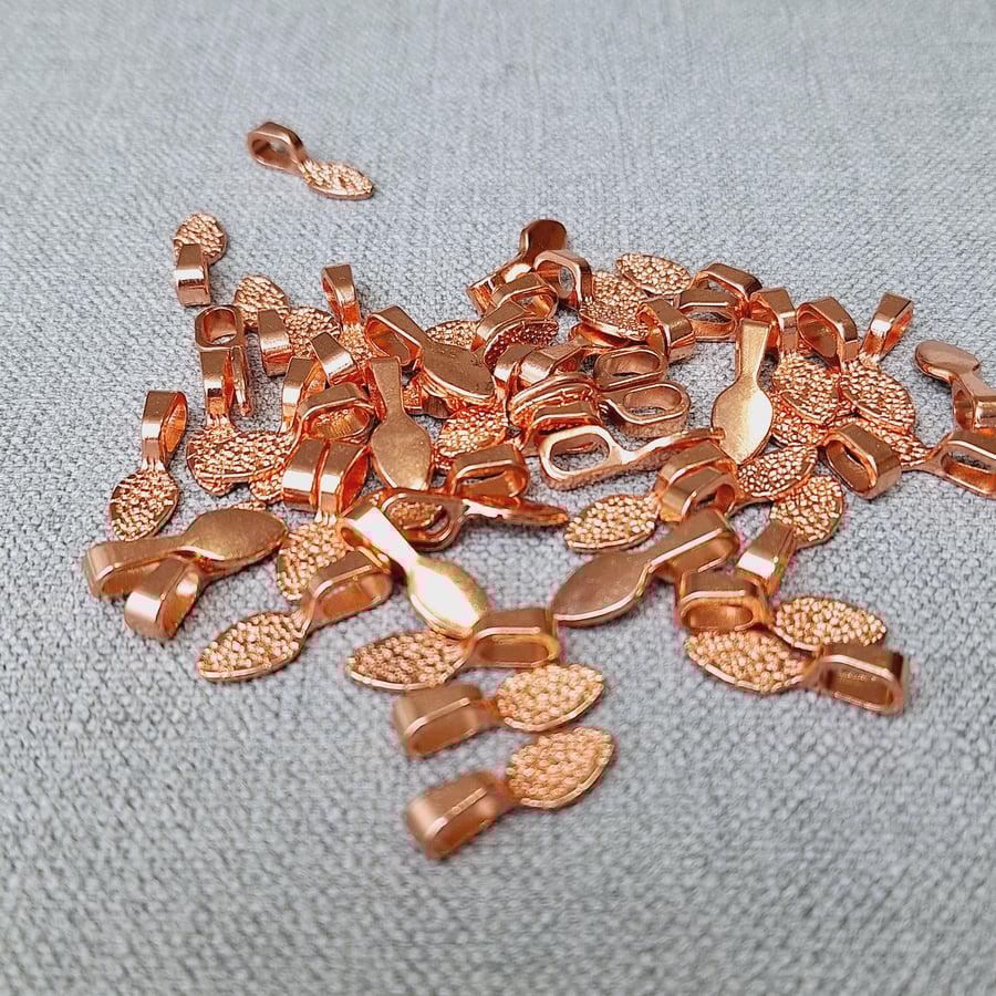 Pendant bail, 50 Large Glue on teardrop shape In Rose Gold