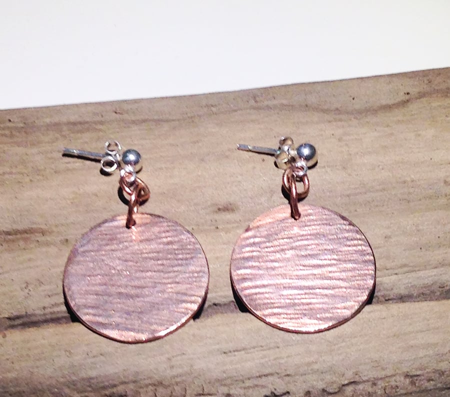 Copper Disc Earrings (ERCUDGDC5) - UK Free Post