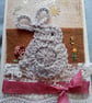 Pretty Cosy Crochet Rabbit Card - Embroidery Rabbit Card - Birthday Card