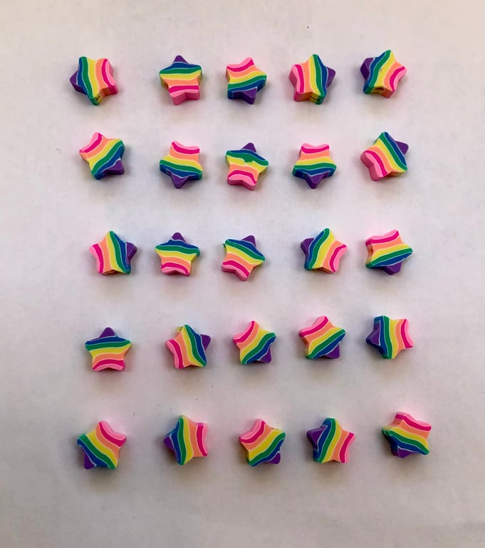 25 x polymer clay rainbow star beads