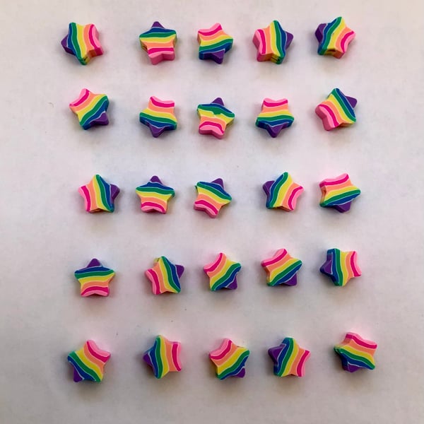 25 x polymer clay rainbow star beads