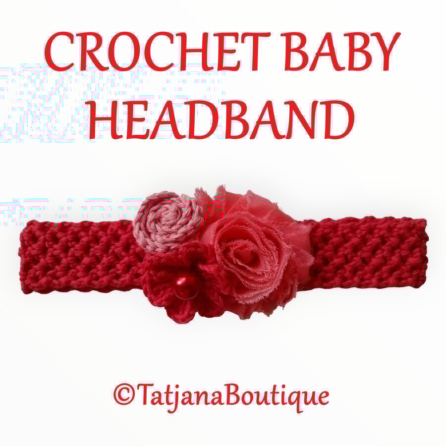 Crochet Pattern Baby Headband, Same Day Delivery PDF 187