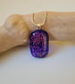 Fused glass blue and pink patterned pendant - Image 1