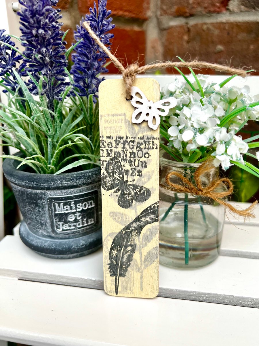 ‘Feather Butterfly’ Wooden Bookmark 