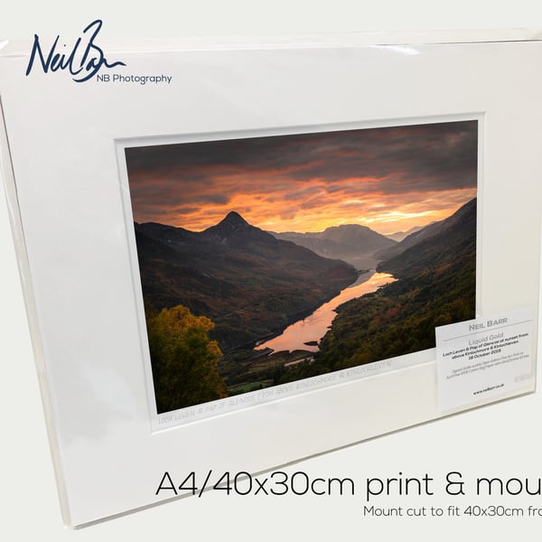 Loch Leven and Pap of Glencoe, Scotland - A4 (40x30cm) Unframed Print