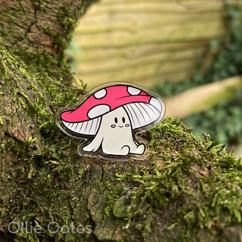 Eco-Friendly Mushroom Character Pin Badge