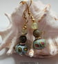 Polymer Clay Beads, Jade & Prehnite Earrings - Image 2