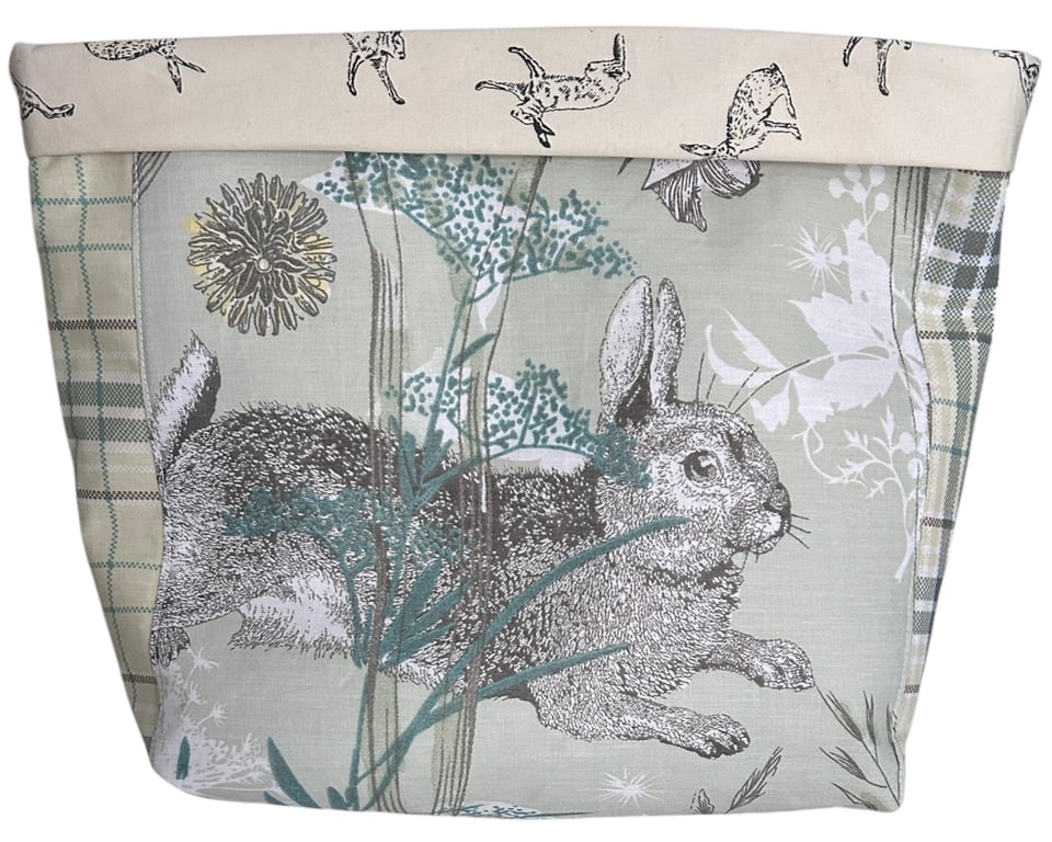 Rabbit Print Fabric Basket