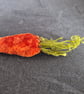 Carrot Brooch in Plush Rusty Orange Velvet - Image 4