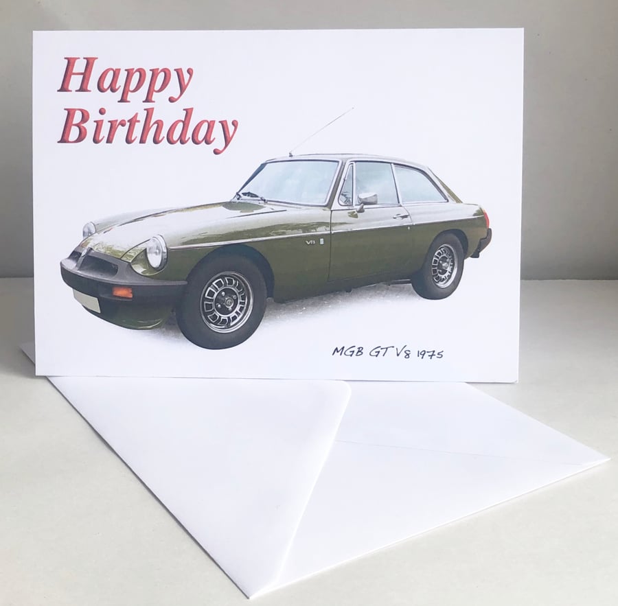 MGB GT V8 1975 - Birthday, Anniversary, Retirement or Plain Card