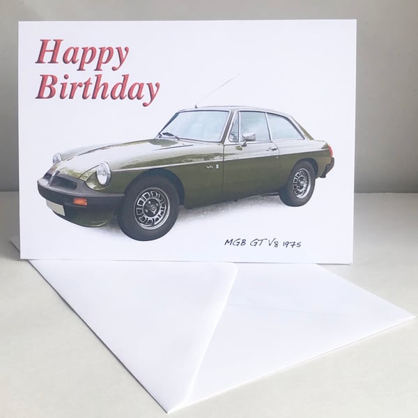 MGB GT V8 1975 - Birthday, Anniversary, Retirement or Plain Card