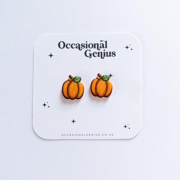 Pumpking hand illustrated stud earrings