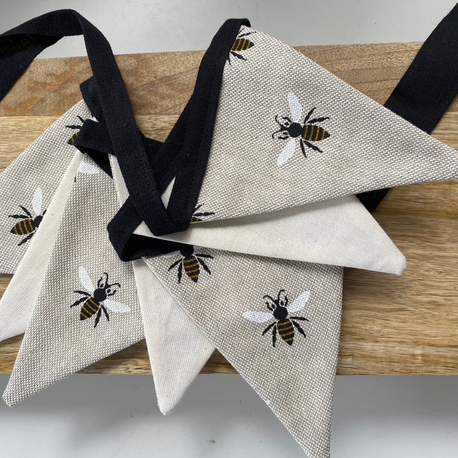 BUNTING - bee, taupe and cream