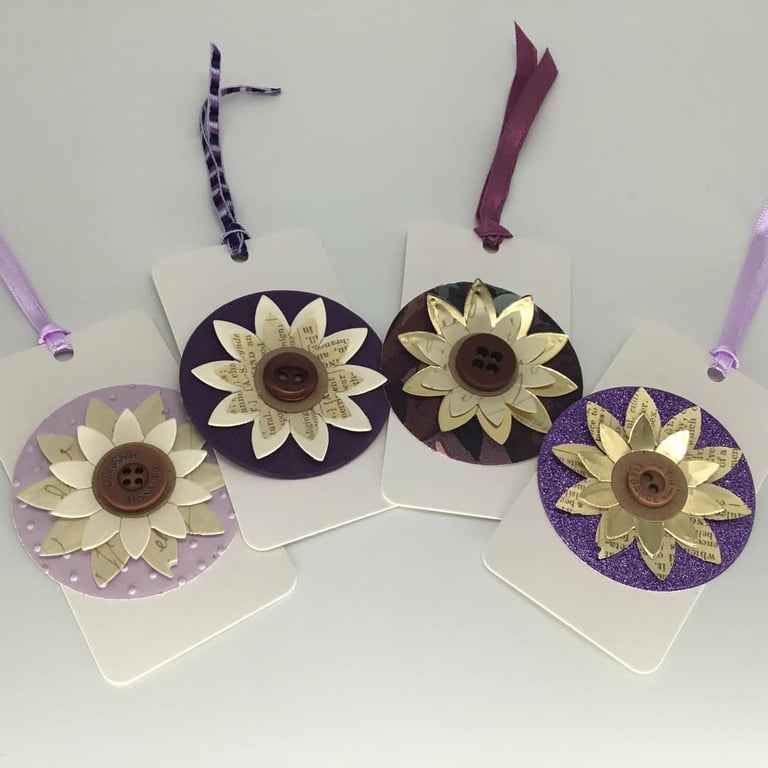 Floral gift tags - purples
