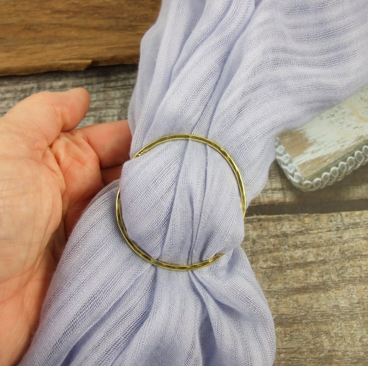 Hammered Brass Round Scarf Ring, Artisan Buckle... Folksy