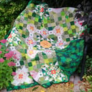 Handmade Patchwork Quilt by Diane Davis The Green Wonder Quilt 67" Square170cm  