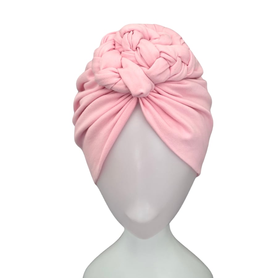 Vintage Turban Hair Wrap, Pink Turban Hat for Women, Lined Alopecia Hair Turban
