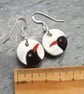 Handmade Ceramic and sterling silver Chough drop earrings - Image 3