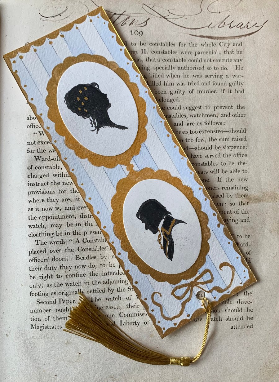 Elizabeth and Darcy Handmade Jane Austen Bookmark