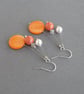 Orange Three Strand Dangle Earrings - Wedding Jewellery or Bridesmaid Gifts  - Image 5