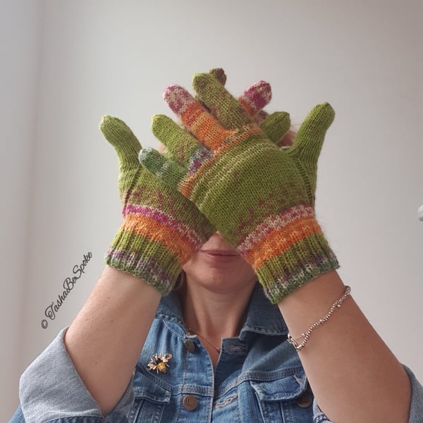 Hand knitted gloves, Handmade gloves, Made to order gloves, Unisex knit gloves