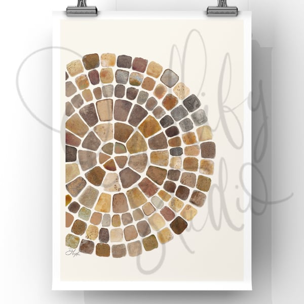 Watercolour Signed Art Print - Abstract Pigment Planet
