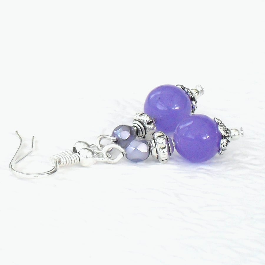 REDUCED FOR ONE DAY: Handmade purple earrings, with purple alexandrite & crystal