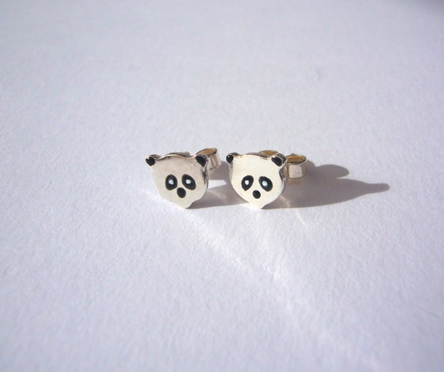 Sterling silver panda earrings