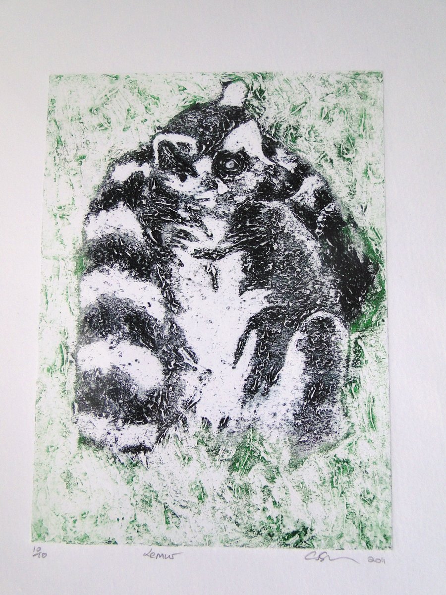 Ring Tailed Lemur Limited Edition Collagraph Print
