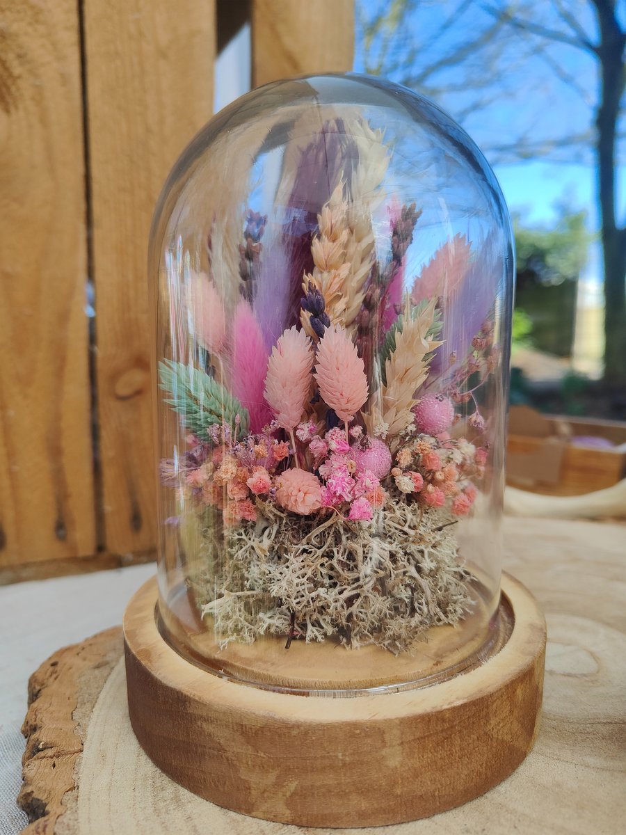 Glass Dome with Dried Flowers