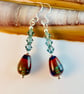 Glass Teardrop Earrings With Swarovski Crystals - Handmade In devon - Image 7