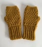 FINGERLESS MITTS , gloves ' Erme Trail '. Soft Wool blend. Mustard. - Image 6