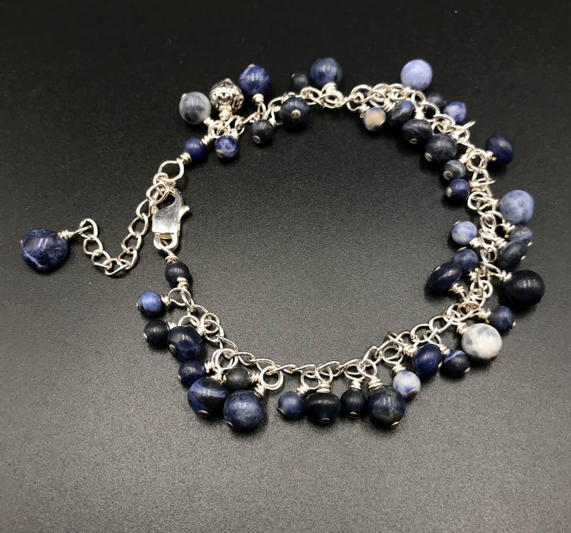 Sodalite silver charm bracelet