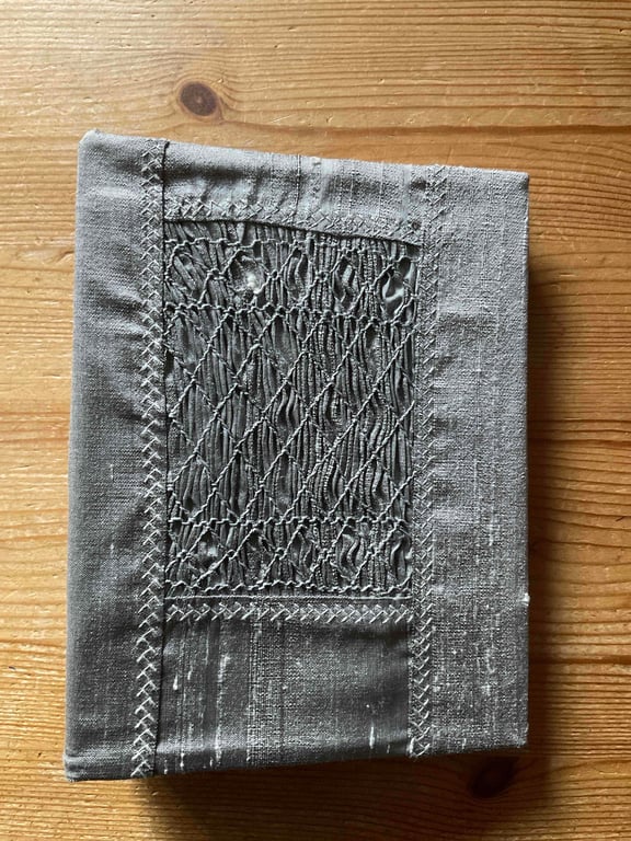 Hand Smocked Silk Photograph Album, Pewter 