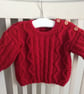 Baby red Aran jumper 3-6 months