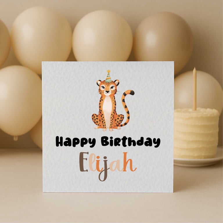 Whimsical Birthday Leopard Greeting Card