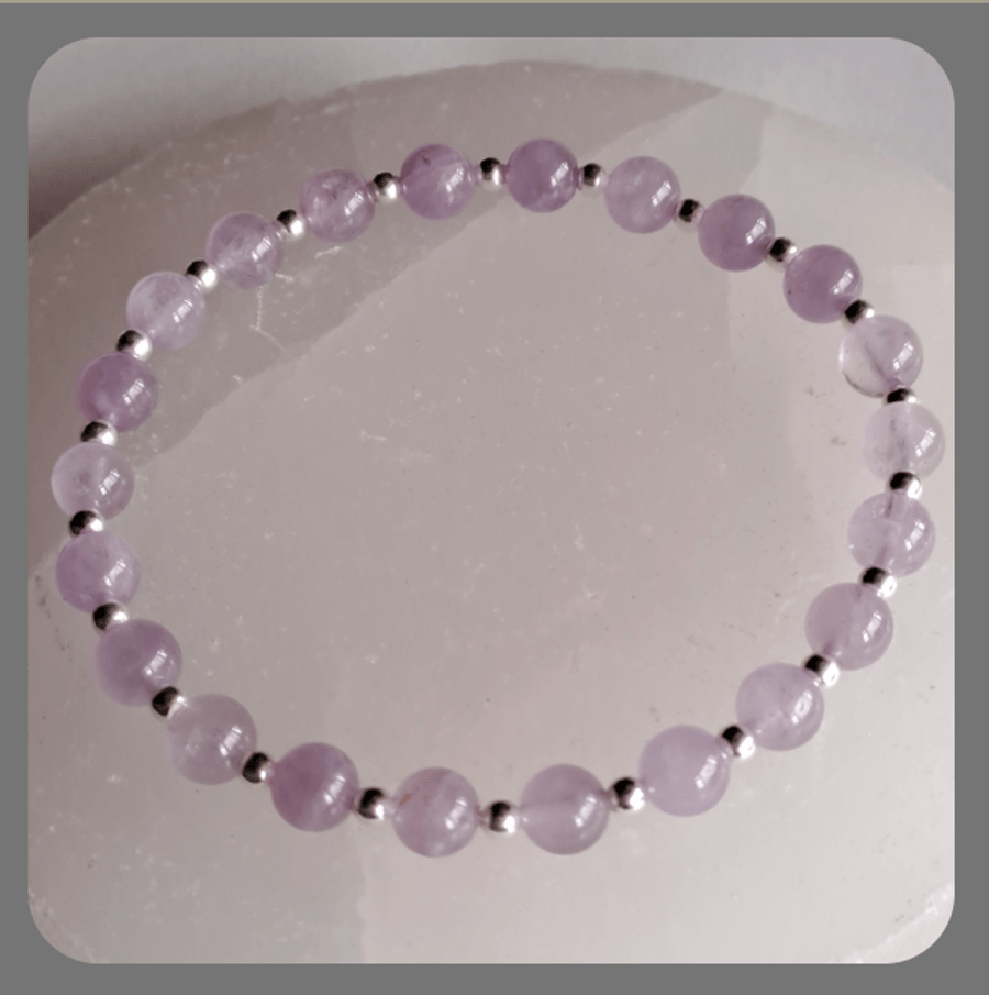 Light Amethyst and Sterling Silver Larger Bracelet