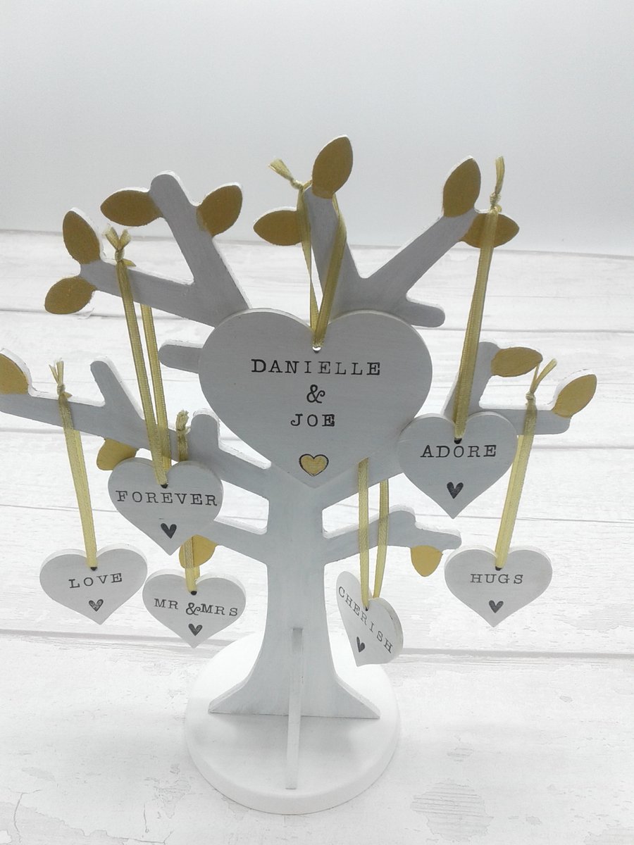 Tree of love personalised decoration. Tree and hearts. Wedding gift.