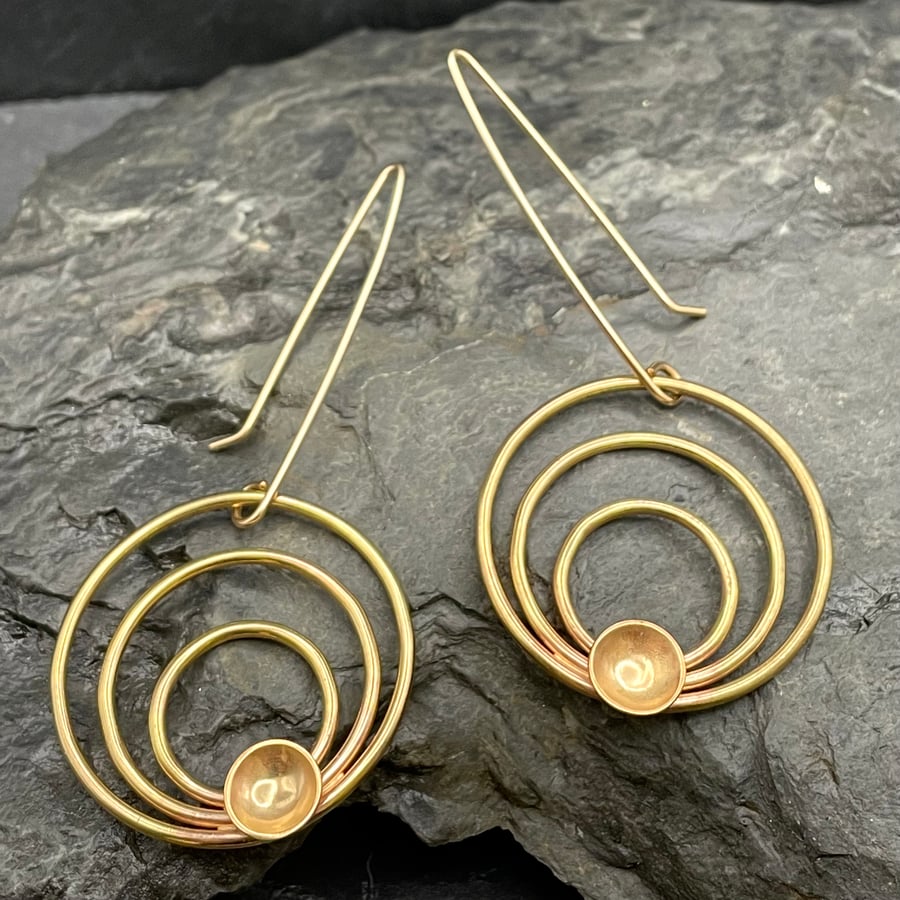 Filled Gold Earrings- Concentric Circles 