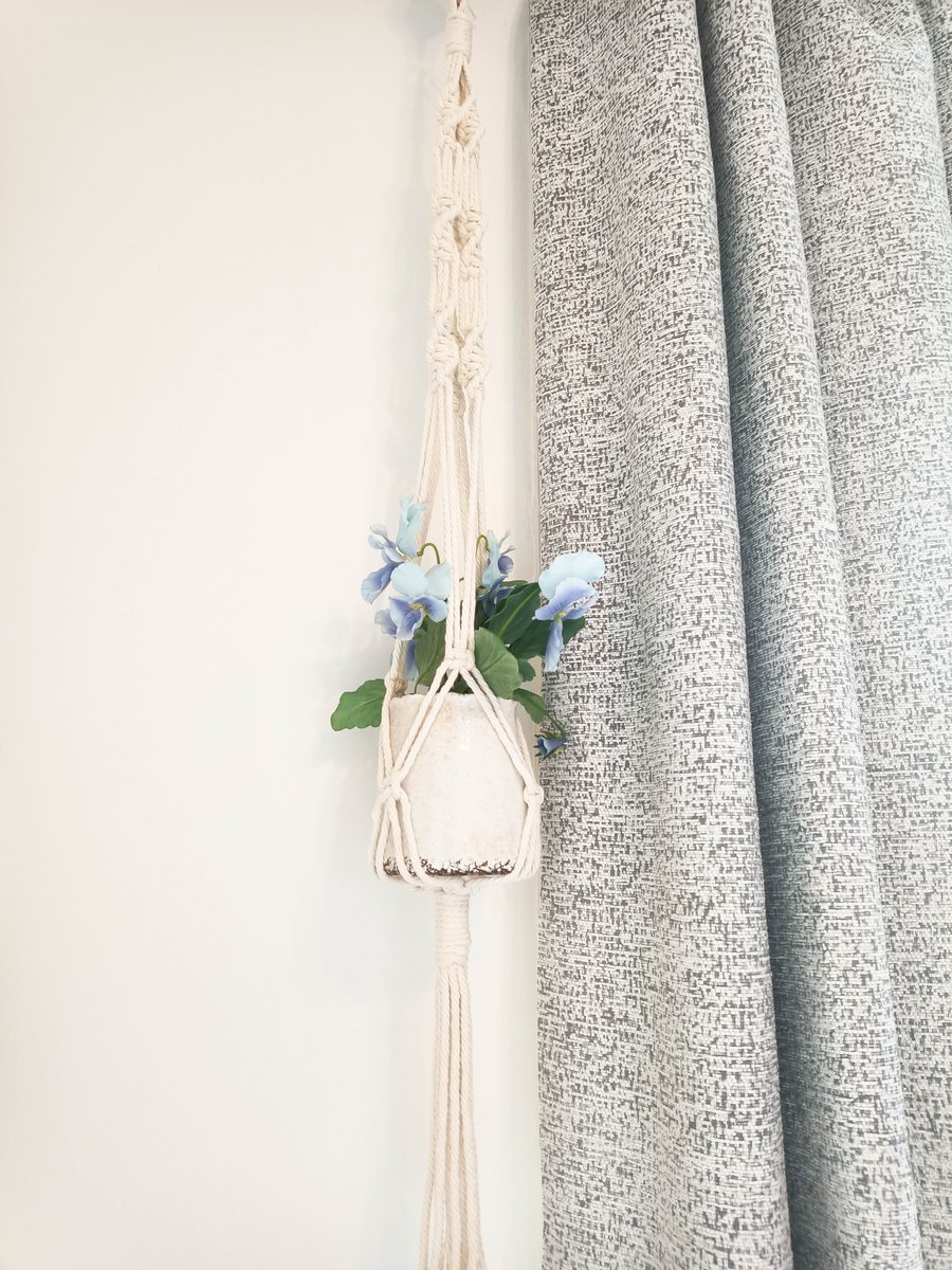  Macrame Plant Hanger made with 5mm Natural Beige Cotton Twisted Cord