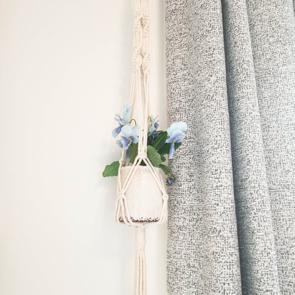  Macrame Plant Hanger made with 5mm Natural Beige Cotton Twisted Cord