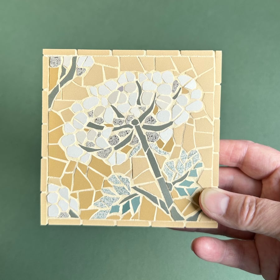 Mosaic Floral Art - Wild Carrot Mosaic Wall Plaque in Yellow 