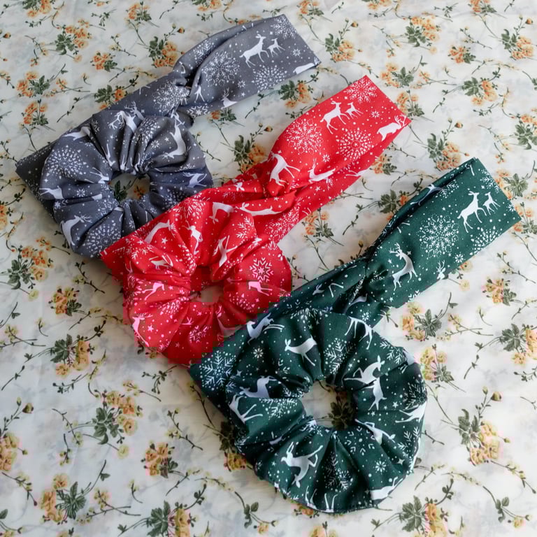 Christmas Hairband, Christmas Scrunchies, Christmas Headband, Reindeer Headband,
