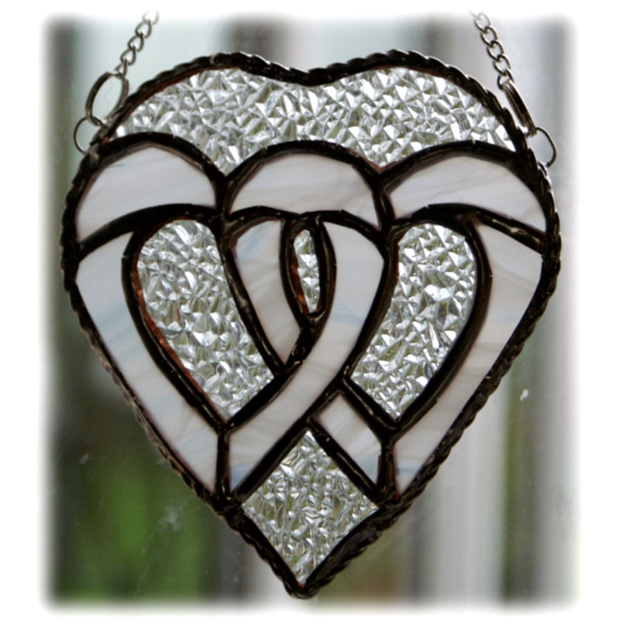 Wedding Hearts Stained Glass Suncatcher Silver 