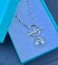 Aquamarine Necklace, silver fob necklace, gold heart necklace, silver toggle ,  - Image 2