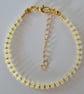 Pale Yellow Frosted Glass Rondelle Bead Bracelet - Image 3