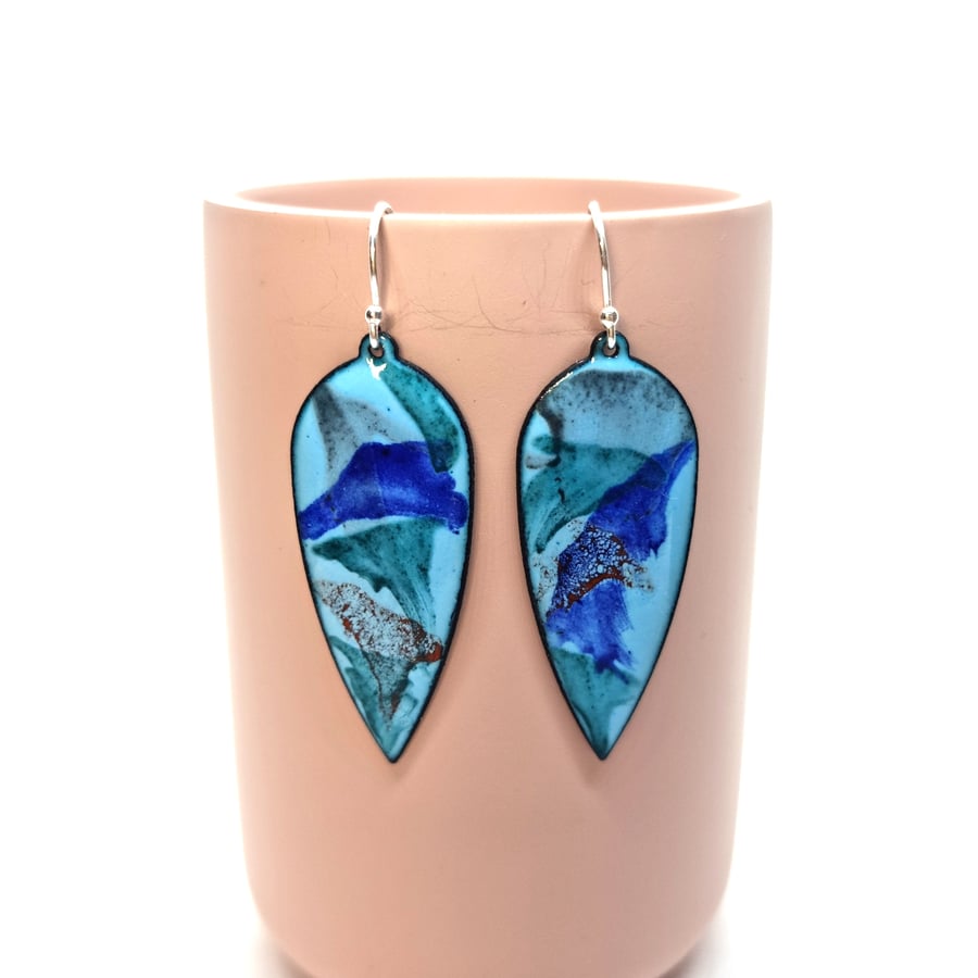 Abstract Colour statement earrings - blue